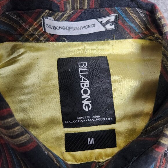 Billabong Flannel Shirt Men M Multicolor Plaid Design Works Long Sleeve Button - Picture 3 of 8